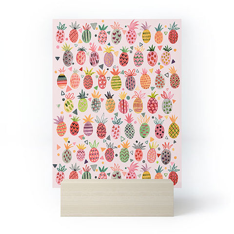 Ninola Design Geo pineapples Pink Mini Art Print