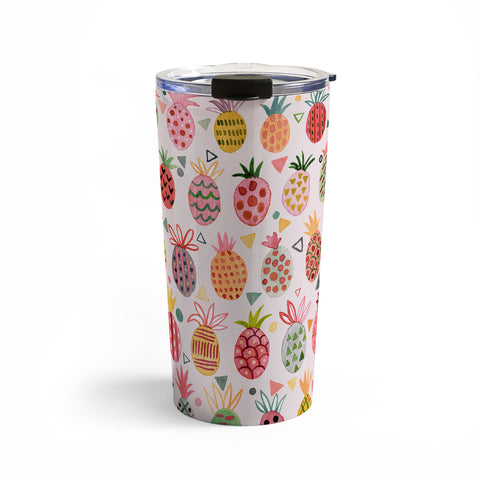 Ninola Design Geo pineapples Pink Travel Mug