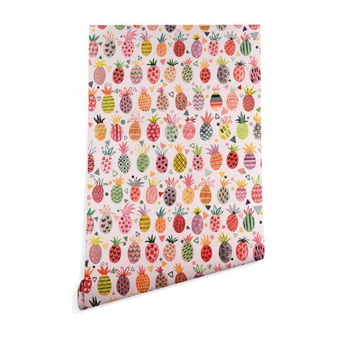 Ninola Design Geo pineapples Pink Wallpaper