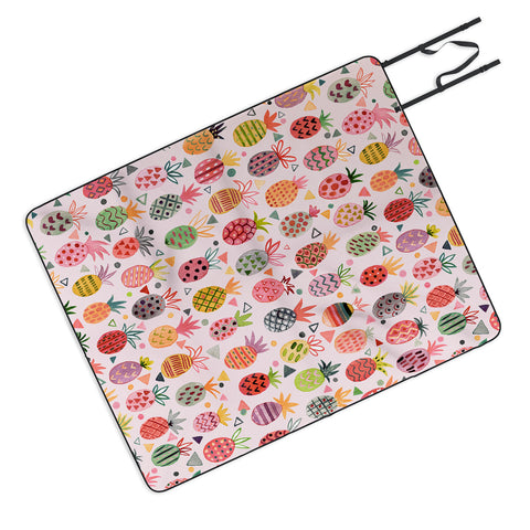 Ninola Design Geo pineapples Pink Picnic Blanket