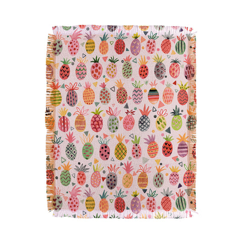Ninola Design Geo pineapples Pink Throw Blanket