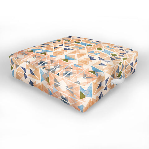 Ninola Design Geometric Boho Nomadic Gold Outdoor Floor Cushion