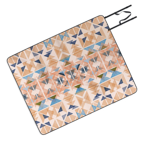 Ninola Design Geometric Boho Nomadic Gold Picnic Blanket