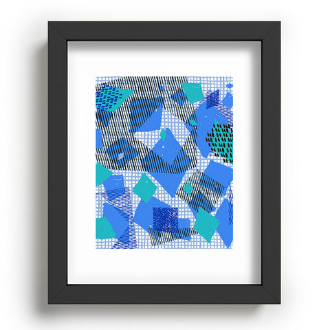 Ninola Design Geometric patches blue Recessed Framing Rectangle