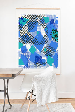 Ninola Design Geometric patches blue Art Print And Hanger