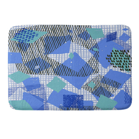 Ninola Design Geometric patches blue Memory Foam Bath Mat