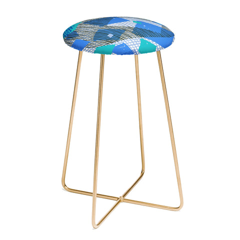 Ninola Design Geometric patches blue Counter Stool