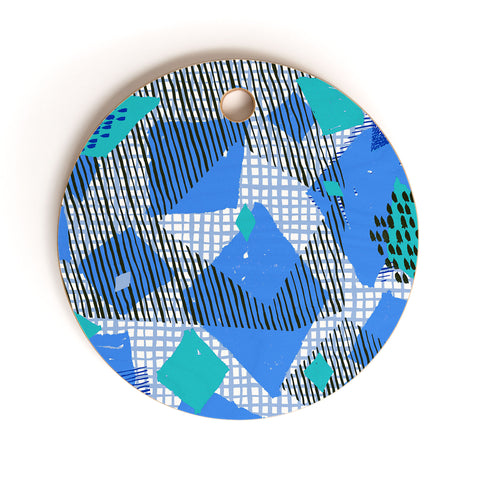 Ninola Design Geometric patches blue Cutting Board Round