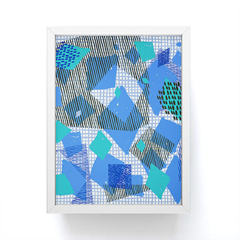 Ninola Design Geometric patches blue Framed Mini Art Print