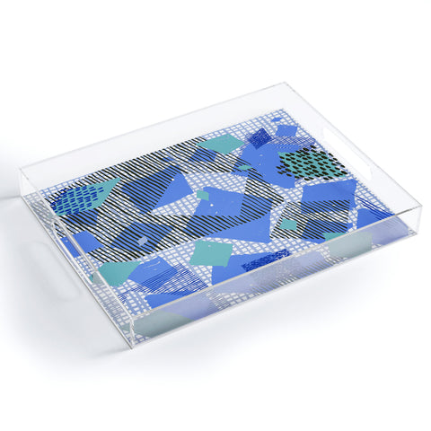 Ninola Design Geometric patches blue Acrylic Tray