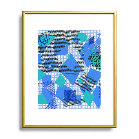 Ninola Design Geometric patches blue Metal Framed Art Print