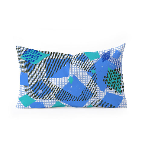 Ninola Design Geometric patches blue Oblong Throw Pillow