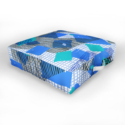 Ninola Design Geometric patches blue Outdoor Floor Cushion