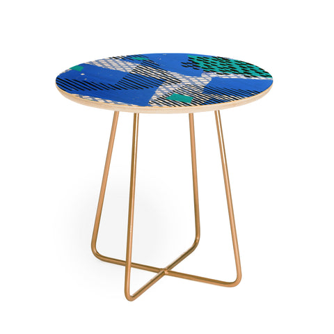 Ninola Design Geometric patches blue Round Side Table