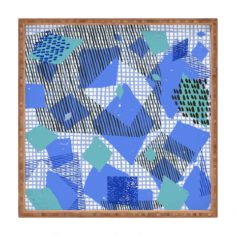 Ninola Design Geometric patches blue Square Tray