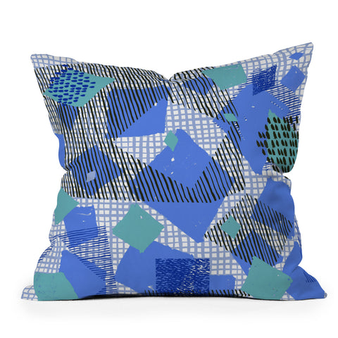 Ninola Design Geometric patches blue Throw Pillow