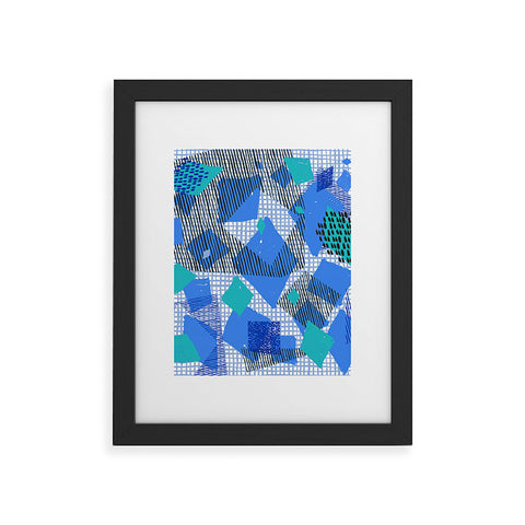 Ninola Design Geometric patches blue Framed Art Print