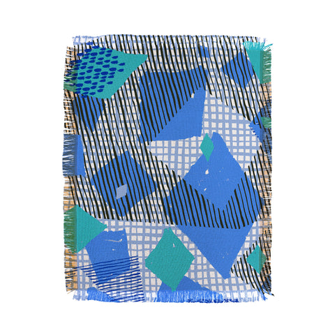 Ninola Design Geometric patches blue Throw Blanket
