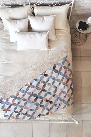 Ninola Design Geometric petals tile Pastel Fleece Throw Blanket