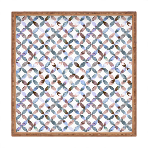 Ninola Design Geometric petals tile Pastel Square Tray