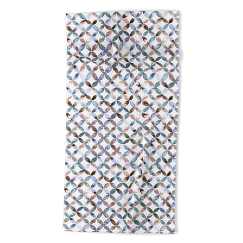 Ninola Design Geometric petals tile Pastel Beach Towel