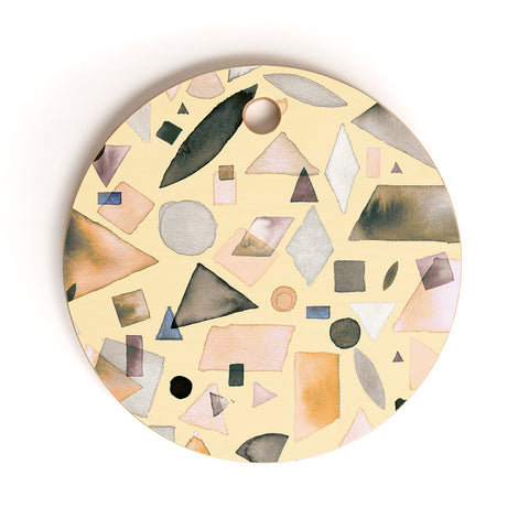 Ninola Design Geometric pieces Light yellow Cutting Board Round