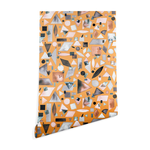 Ninola Design Geometric pieces Mustard Wallpaper