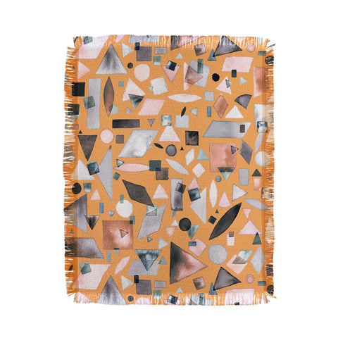 Ninola Design Geometric pieces Mustard Throw Blanket