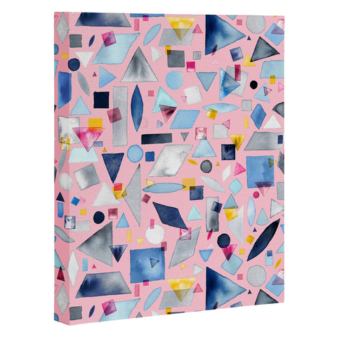 Ninola Design Geometric Pieces Pink Art Canvas