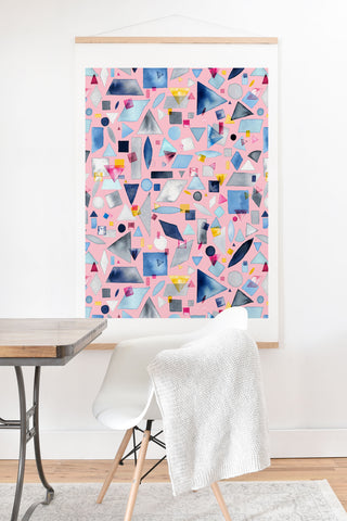 Ninola Design Geometric Pieces Pink Art Print And Hanger