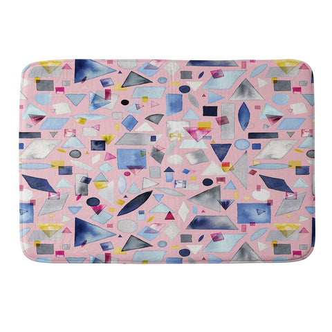 Ninola Design Geometric Pieces Pink Memory Foam Bath Mat
