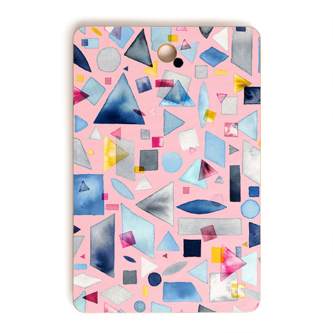 Ninola Design Geometric Pieces Pink Cutting Board Rectangle
