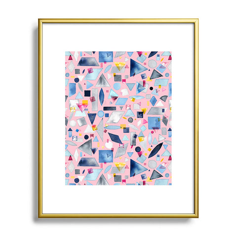 Ninola Design Geometric Pieces Pink Metal Framed Art Print