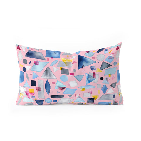 Ninola Design Geometric Pieces Pink Oblong Throw Pillow
