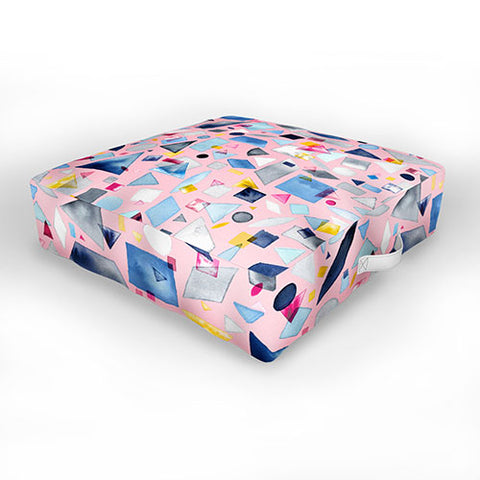 Ninola Design Geometric Pieces Pink Outdoor Floor Cushion