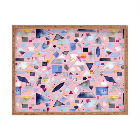 Ninola Design Geometric Pieces Pink Rectangular Tray