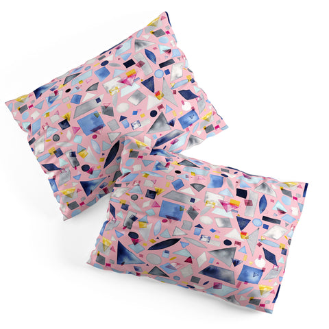 Ninola Design Geometric Pieces Pink Pillow Shams