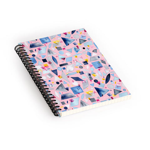 Ninola Design Geometric Pieces Pink Spiral Notebook