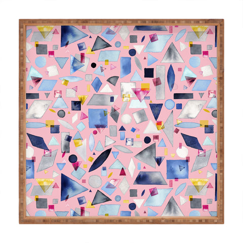 Ninola Design Geometric Pieces Pink Square Tray