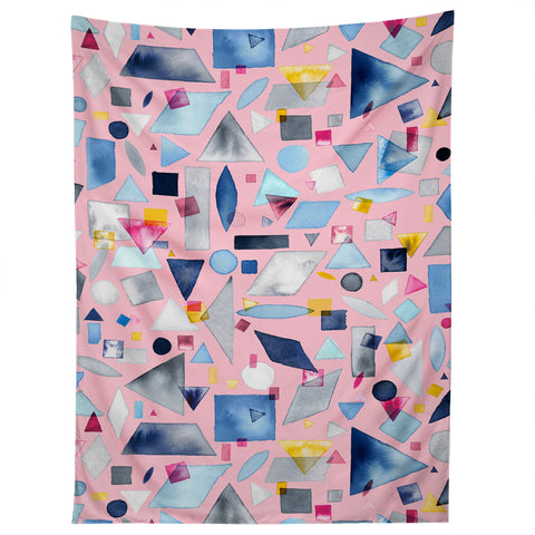 Ninola Design Geometric Pieces Pink Tapestry