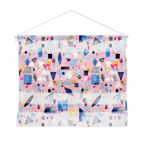 Ninola Design Geometric Pieces Pink Wall Hanging Landscape