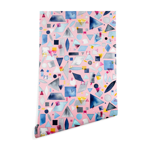 Ninola Design Geometric Pieces Pink Wallpaper