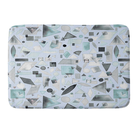 Ninola Design Geometric pieces Soft blue Memory Foam Bath Mat