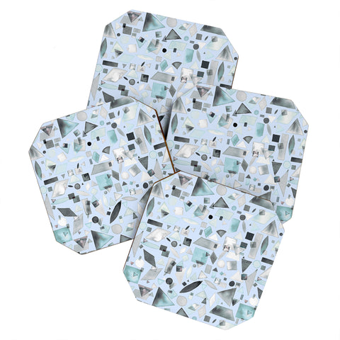 Ninola Design Geometric pieces Soft blue Coaster Set