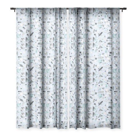 Ninola Design Geometric pieces Soft blue Sheer Window Curtain