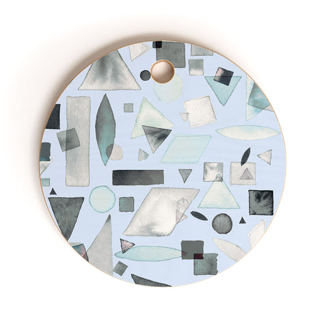 Ninola Design Geometric pieces Soft blue Cutting Board Round