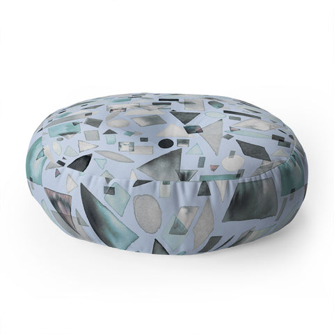 Ninola Design Geometric pieces Soft blue Floor Pillow Round