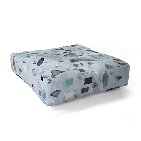 Ninola Design Geometric pieces Soft blue Floor Pillow Square