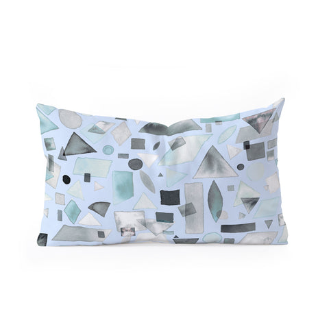 Ninola Design Geometric pieces Soft blue Oblong Throw Pillow