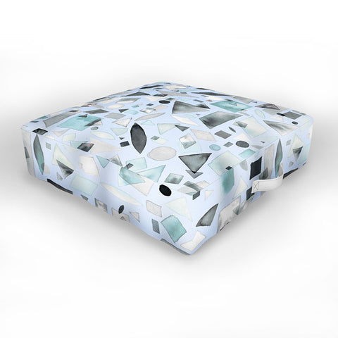 Ninola Design Geometric pieces Soft blue Outdoor Floor Cushion